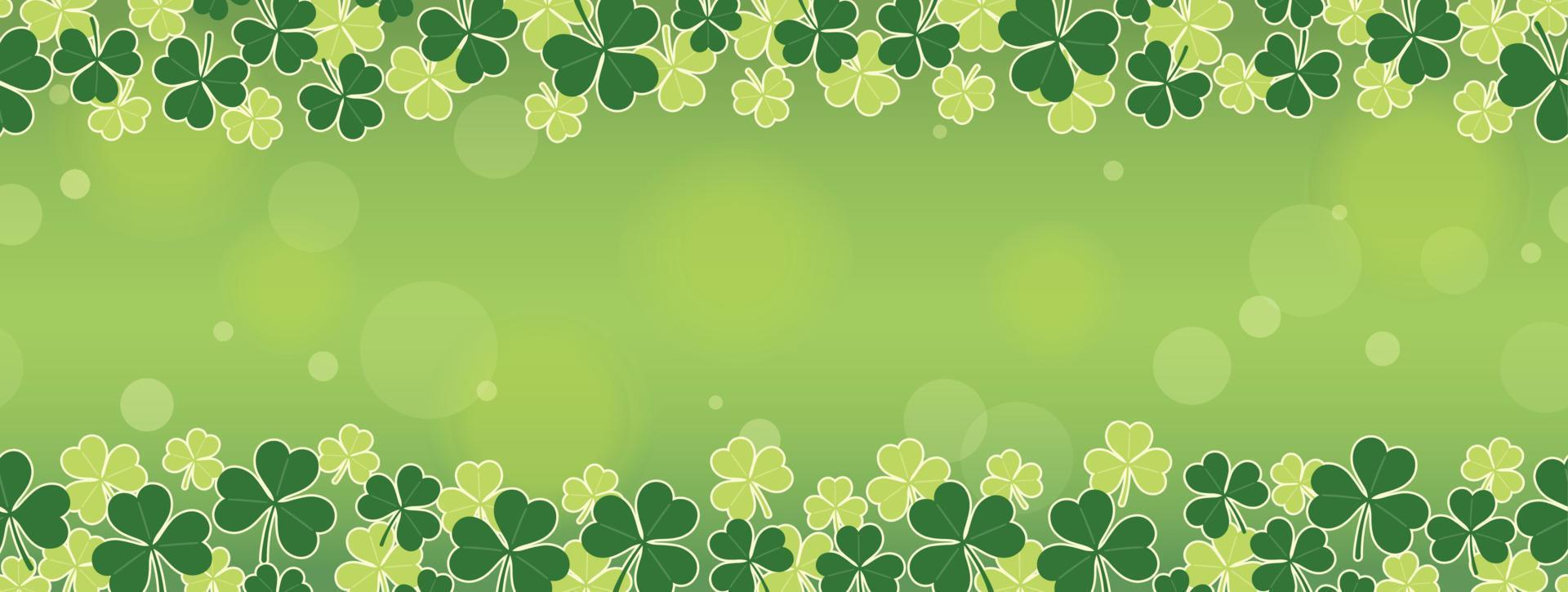 Vector Clover Seamless Background Illustration For St. Patricks Day With A Green Background And Text Space. Horizontally Repeatable.