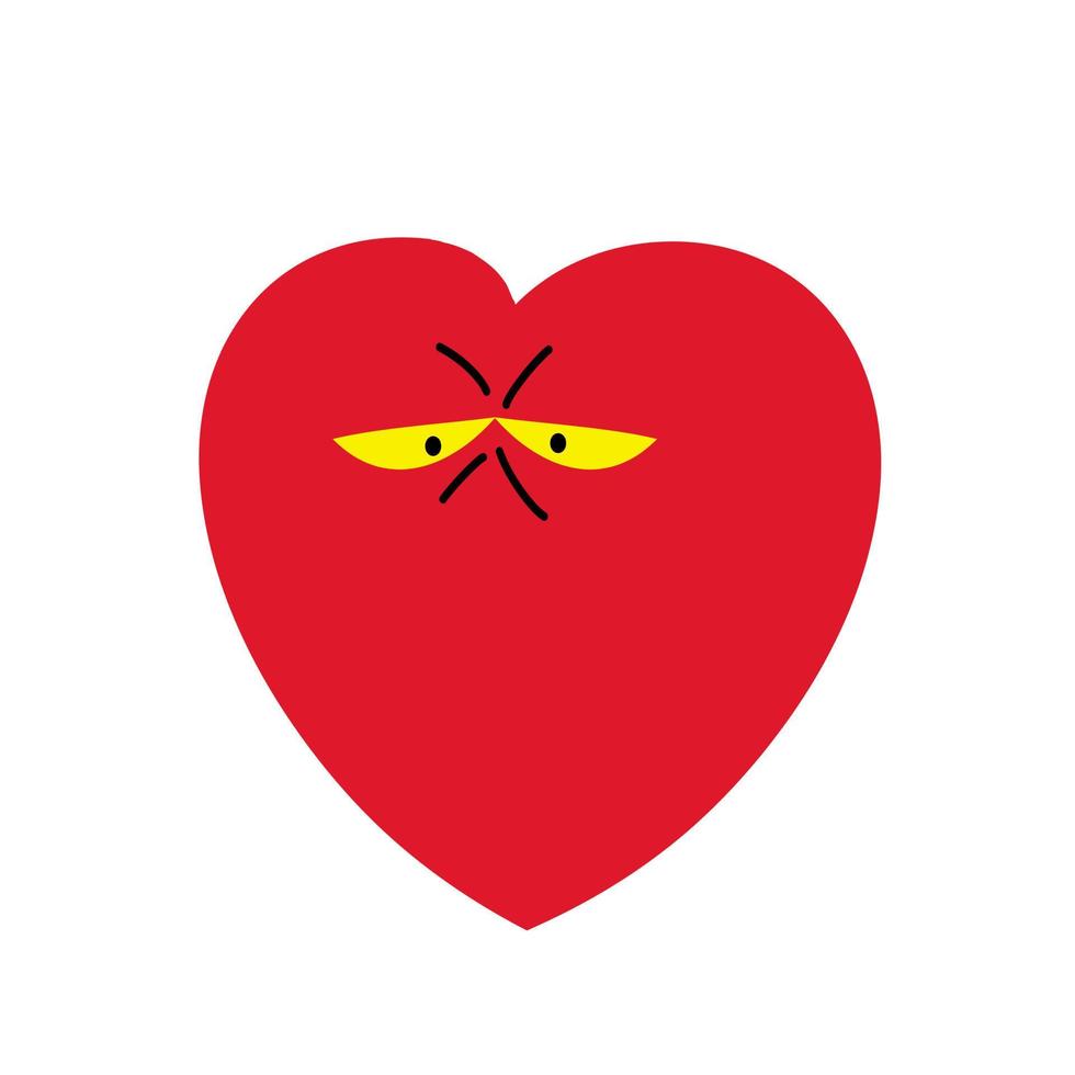 ilustración de personaje de dibujos animados de vector de corazón triste de emociones humanas.
