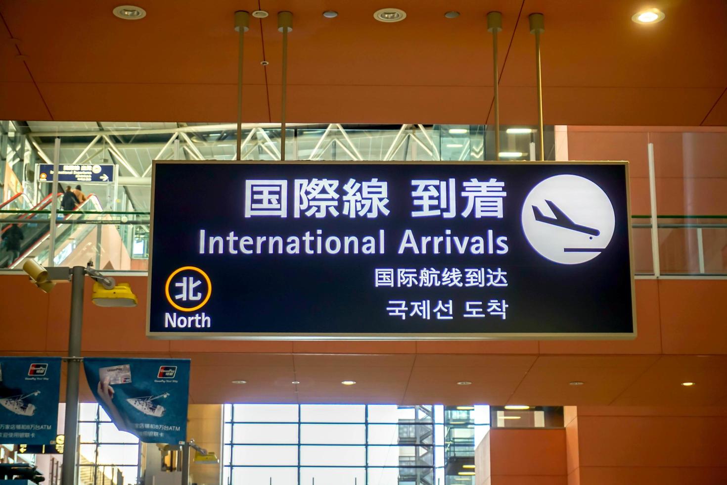 Osaka, Japan, 2019 - Sign and guide post for tourists in domestic terminal, Kansai International Airport, Osaka, Japan. photo