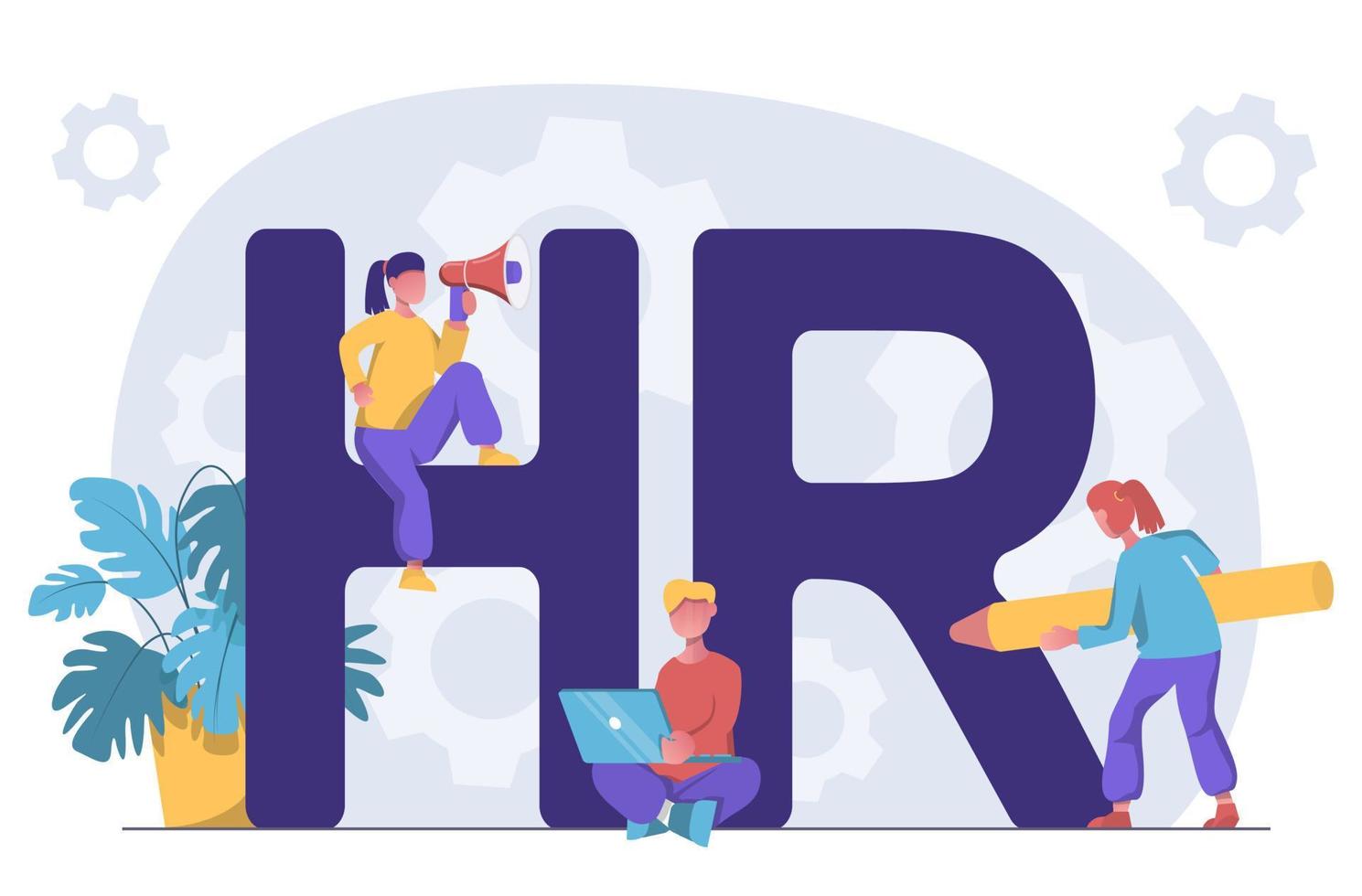 HR manager. Teamwork. HR department. HR process. vector