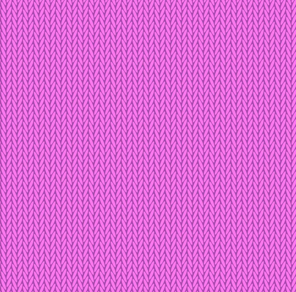 Knit texture bright pink color. Vector seamless pattern fabric. Knitting background flat design.
