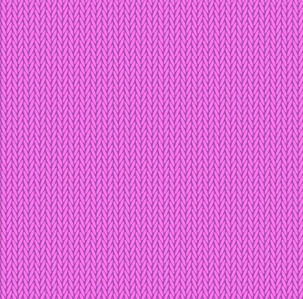 Knit texture bright pink color. Vector seamless pattern fabric. Knitting background flat design.