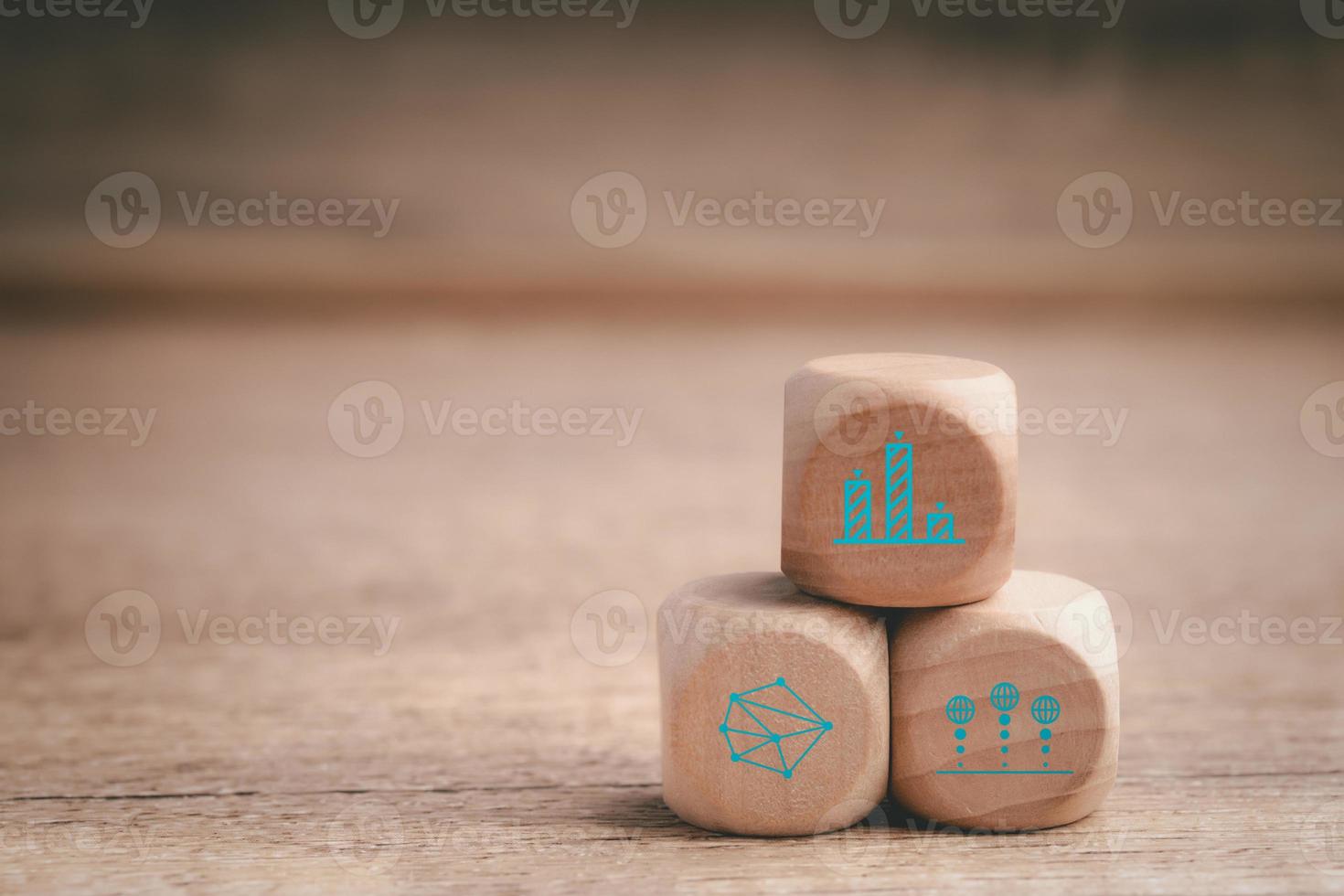 business strategy, Action plan, Goal and target, hand stack woods block step on table with icon about business strategy and Action plan. business development concept. photo