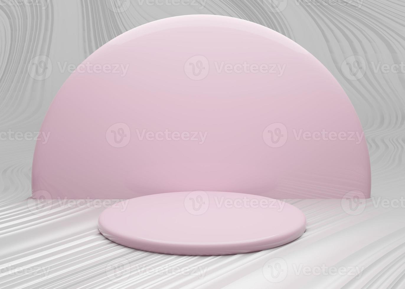 Pink white light background, studio and pedestal. 3d illustration, 3d