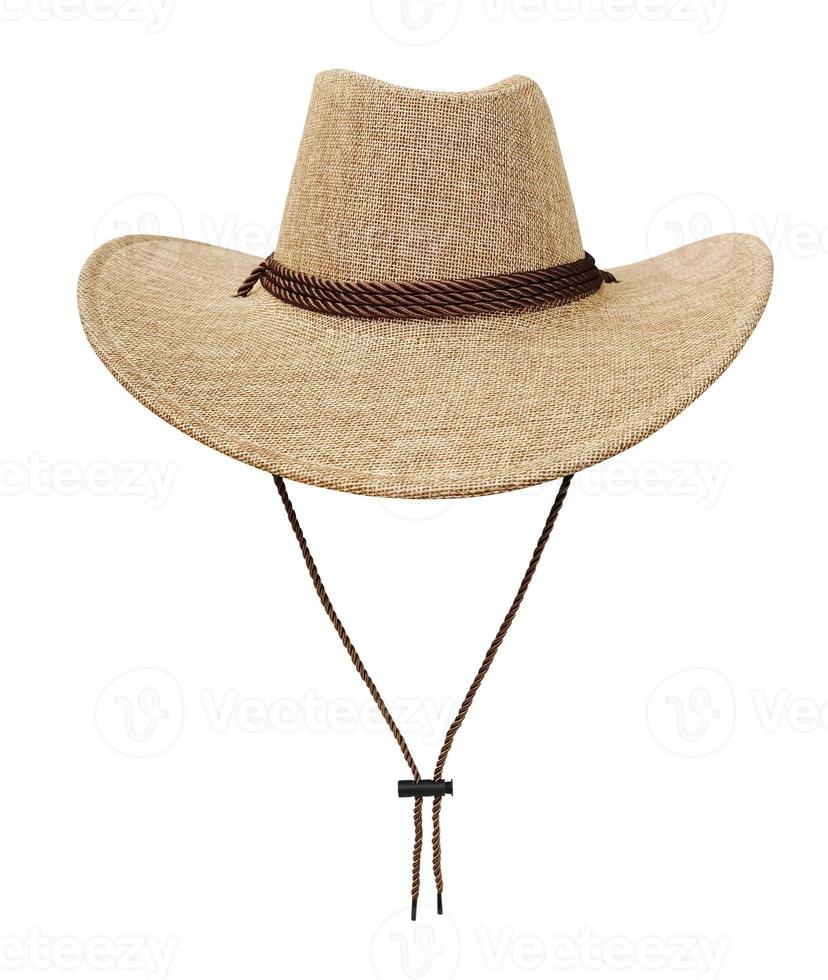 Straw cowboy hat, front view, isolated on white background photo