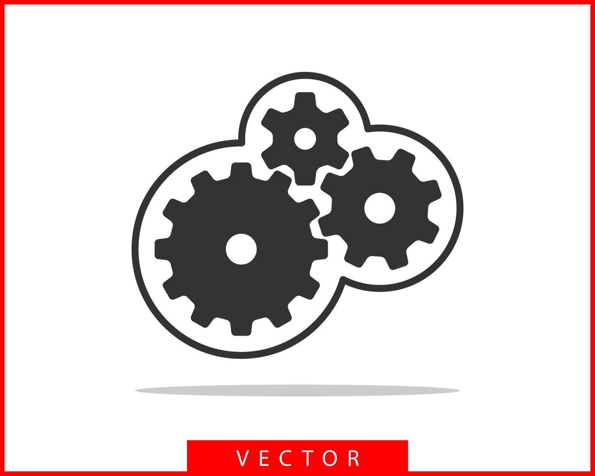 Metal gears and cogs vector. Gear icon flat design. Mechanism wheels logo. Cogwheel concept template. vector