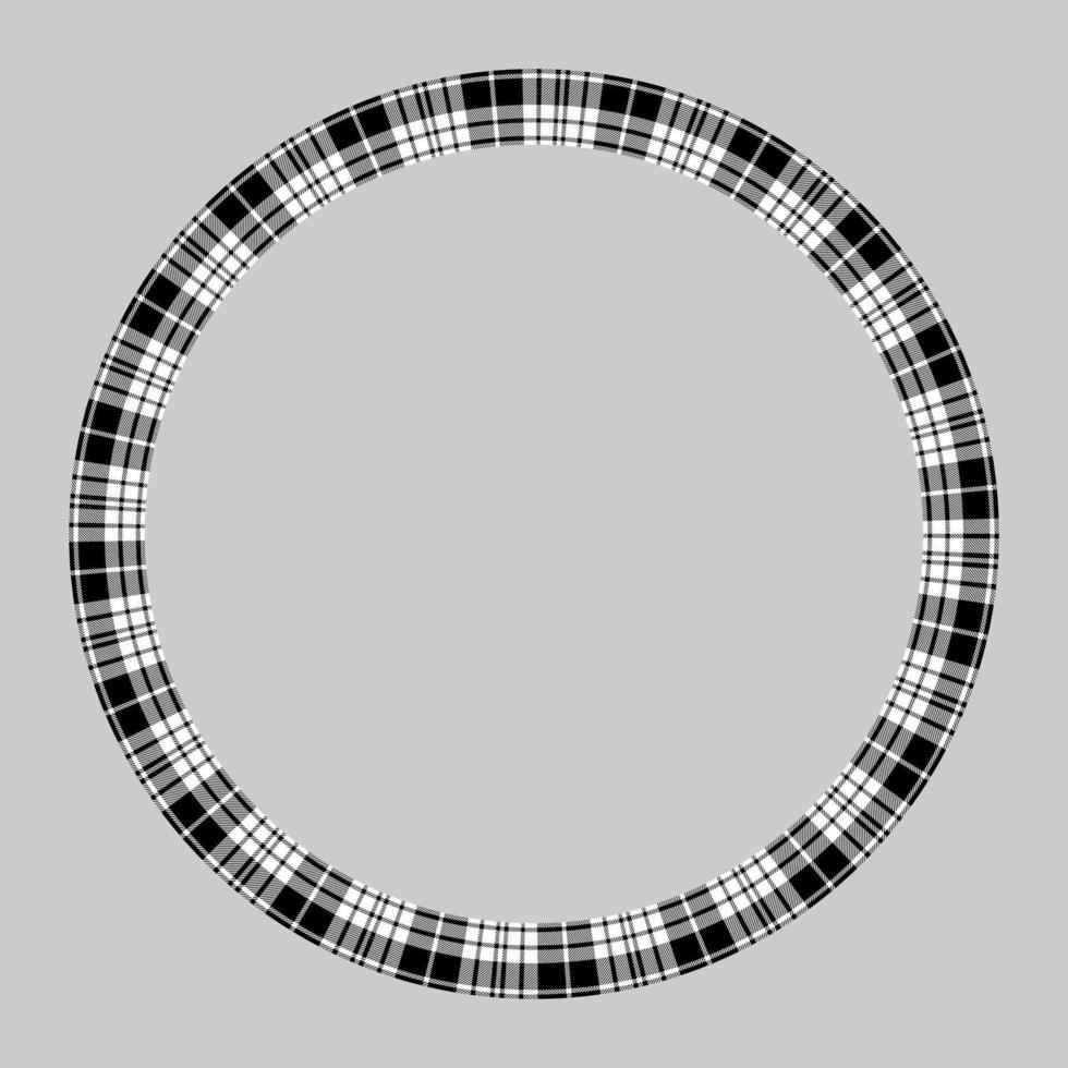 Round frame vector vintage pattern design template. Circle border designs plaid fabric texture. Scottish tartan background for collage art, gif card, handmade crafts.