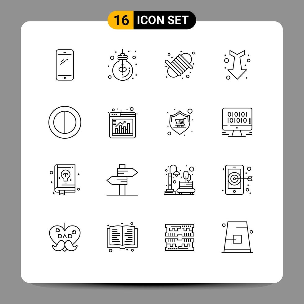 16 Outline concept for Websites Mobile and Apps straight down light arrow rope Editable Vector Design Elements