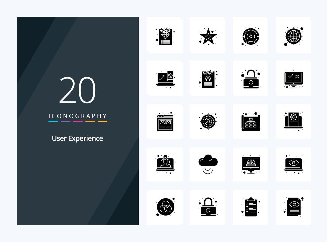 20 User Experience Solid Glyph icon for presentation vector
