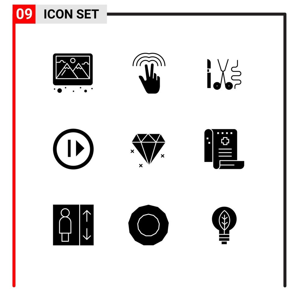9 iconos creativos signos y símbolos modernos de joyería reanudar instrumentos medios audio elementos de diseño vectorial editables vector