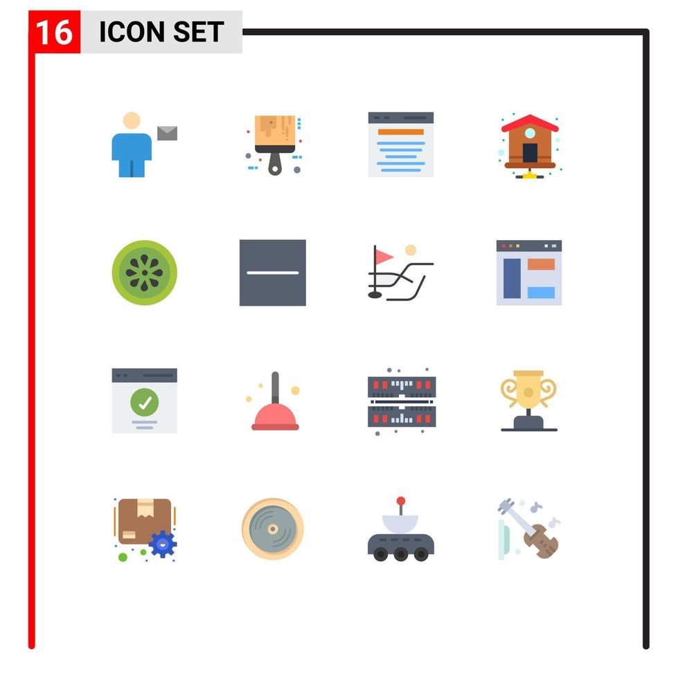 Set of 16 Modern UI Icons Symbols Signs for drink home page color home marketing Editable Pack of Creative Vector Design Elements