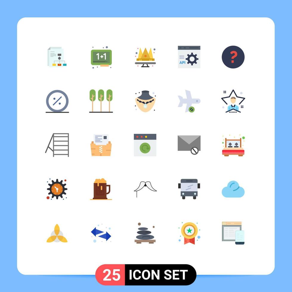 Pictogram Set of 25 Simple Flat Colors of programming develop whiteboard coding queen Editable Vector Design Elements