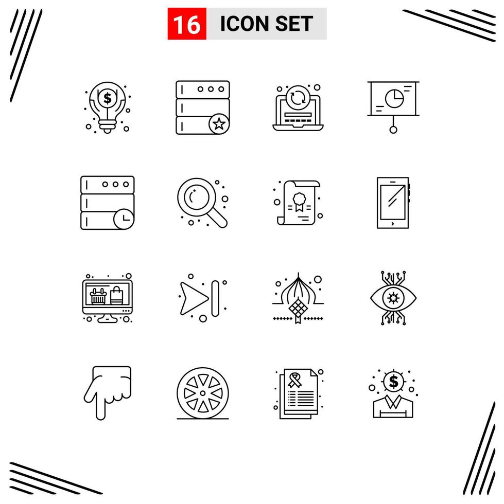 16 Creative Icons Modern Signs and Symbols of time database refresh teamwork presentation Editable Vector Design Elements