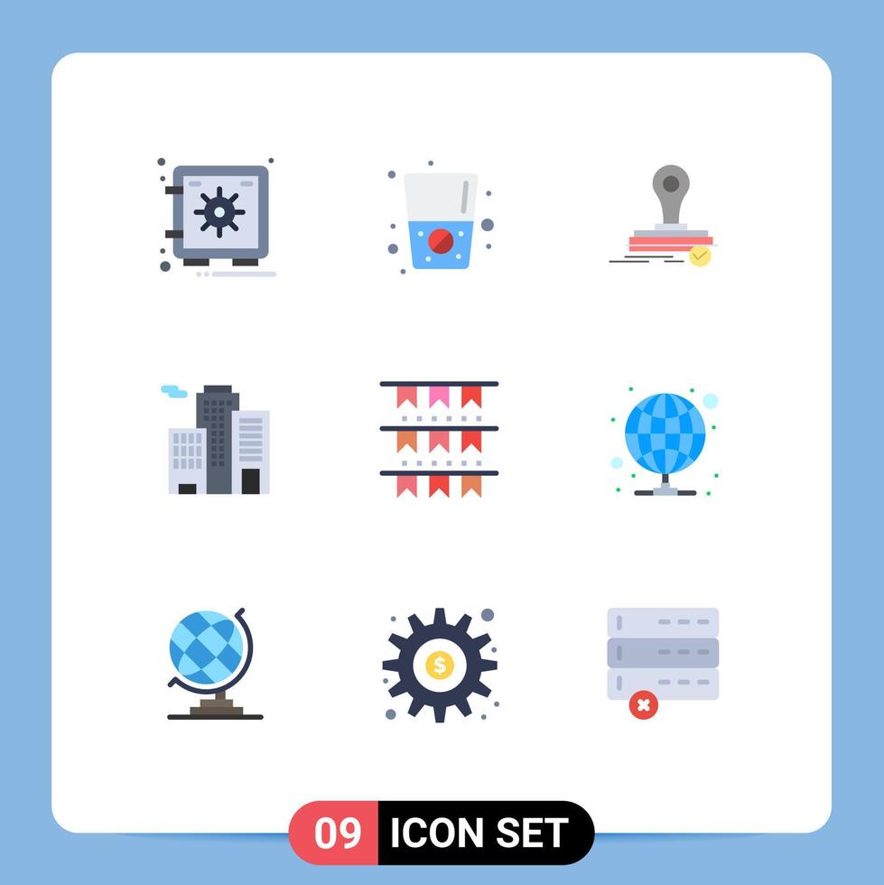 9 Flat Color concept for Websites Mobile and Apps party buntings clone american business Editable Vector Design Elements