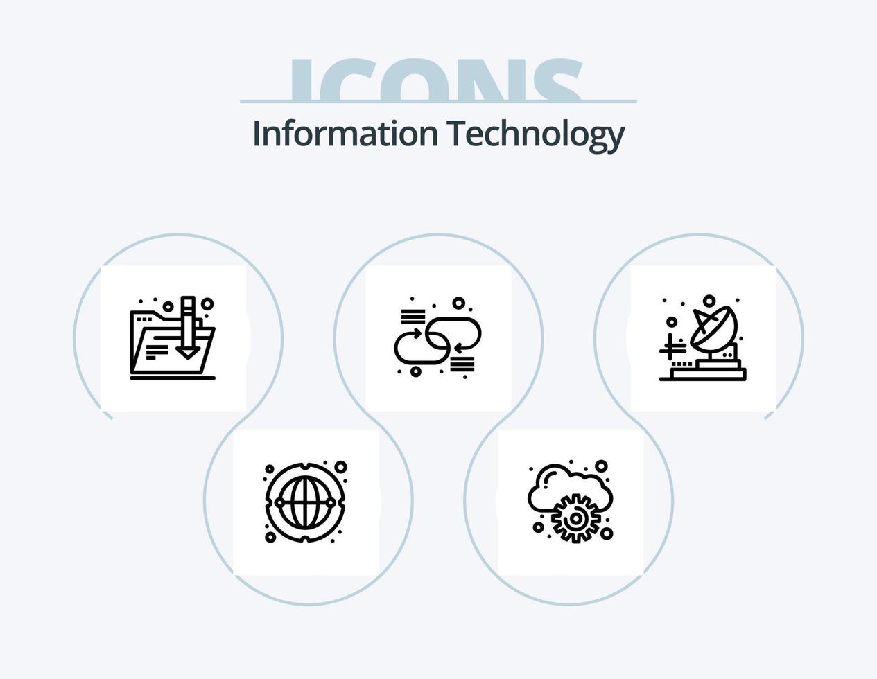 paquete de iconos de línea de tecnología de la información 5 diseño de iconos. USB. Flash. nube. manejar. expediente vector