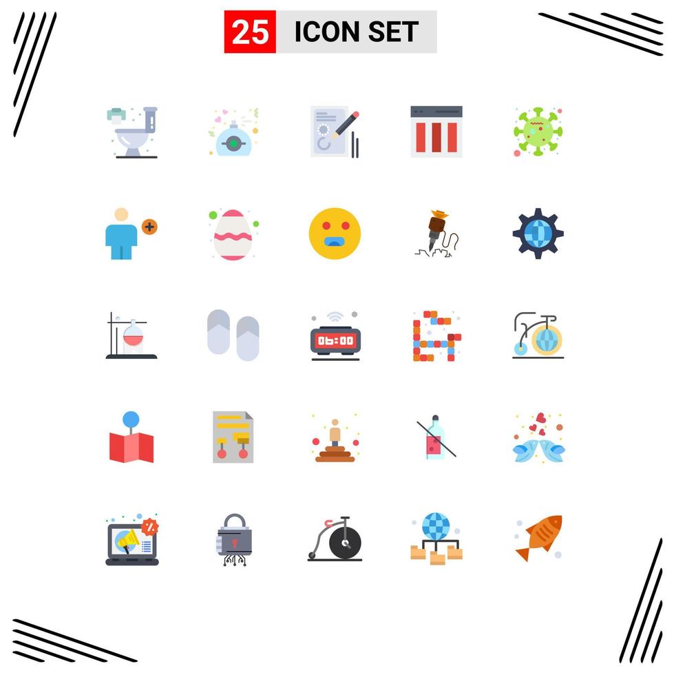 conjunto de 25 iconos de interfaz de usuario modernos signos de símbolos para columnas de contenido de lápiz de interfaz de corona elementos de diseño vectorial editables vector