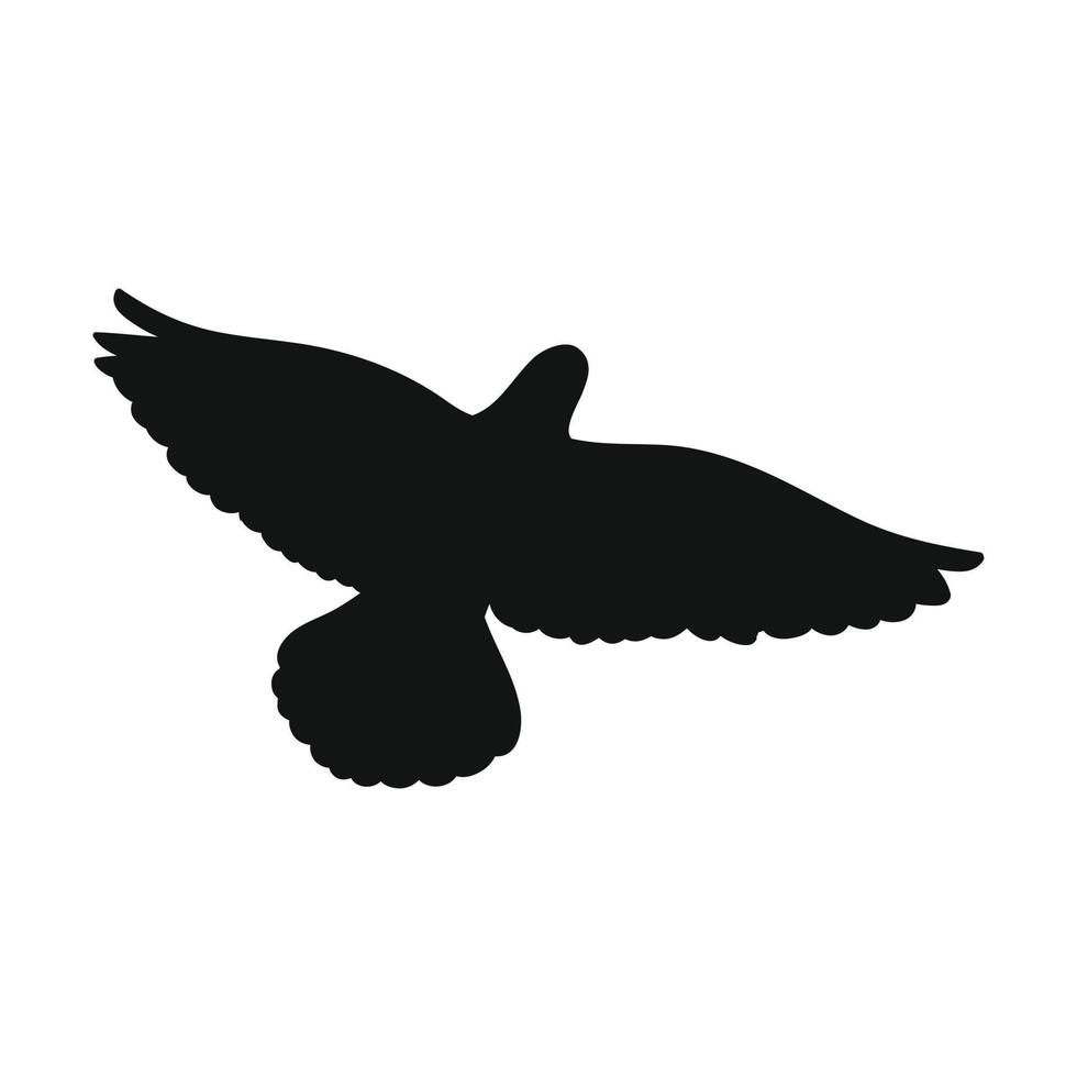 Bird in flight in silhouette style on a white background. Vector illustration.
