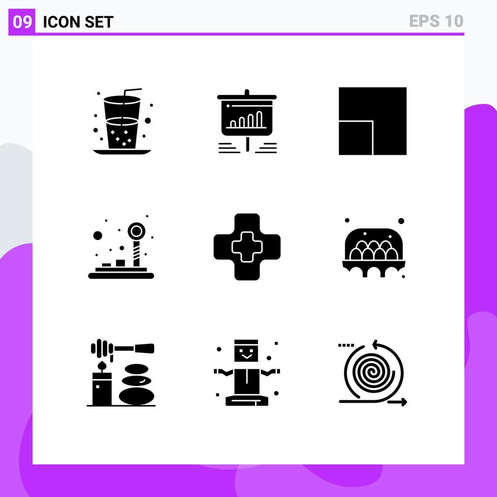 9 Thematic Vector Solid Glyphs and Editable Symbols of pharmacy hospital business joystick control pad Editable Vector Design Elements