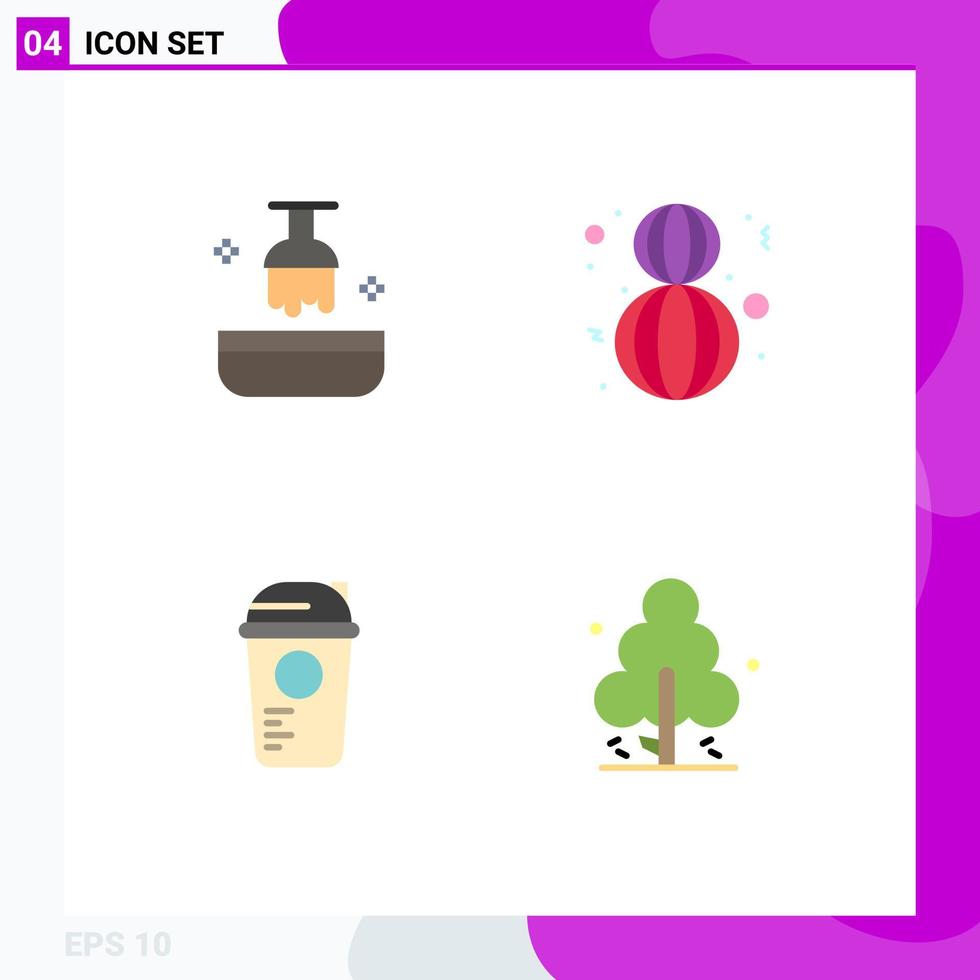 Pictogram Set of 4 Simple Flat Icons of beauty game salon lovely sports Editable Vector Design Elements