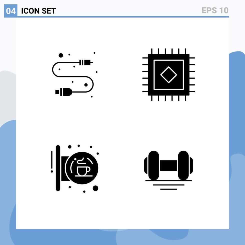 4 Creative Icons Modern Signs and Symbols of cable shop wire board dumbbell Editable Vector Design Elements