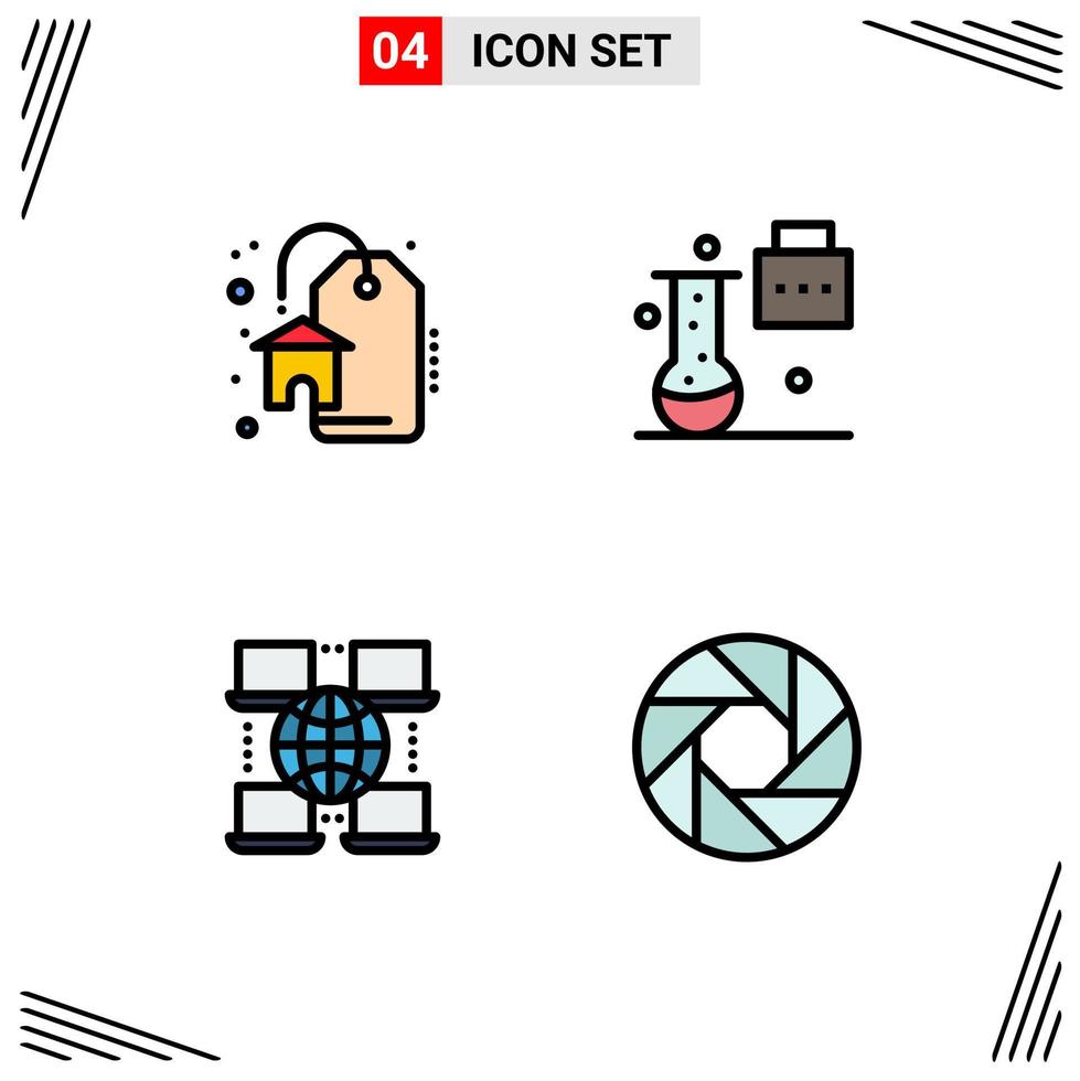 Pack of 4 creative Filledline Flat Colors of discount digital expansion and innovation science folder aperture Editable Vector Design Elements