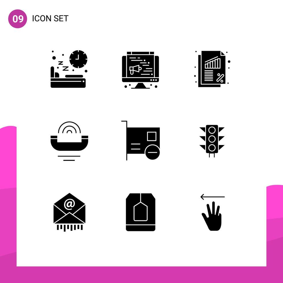 Set of 9 Modern UI Icons Symbols Signs for card support banking productivity device Editable Vector Design Elements