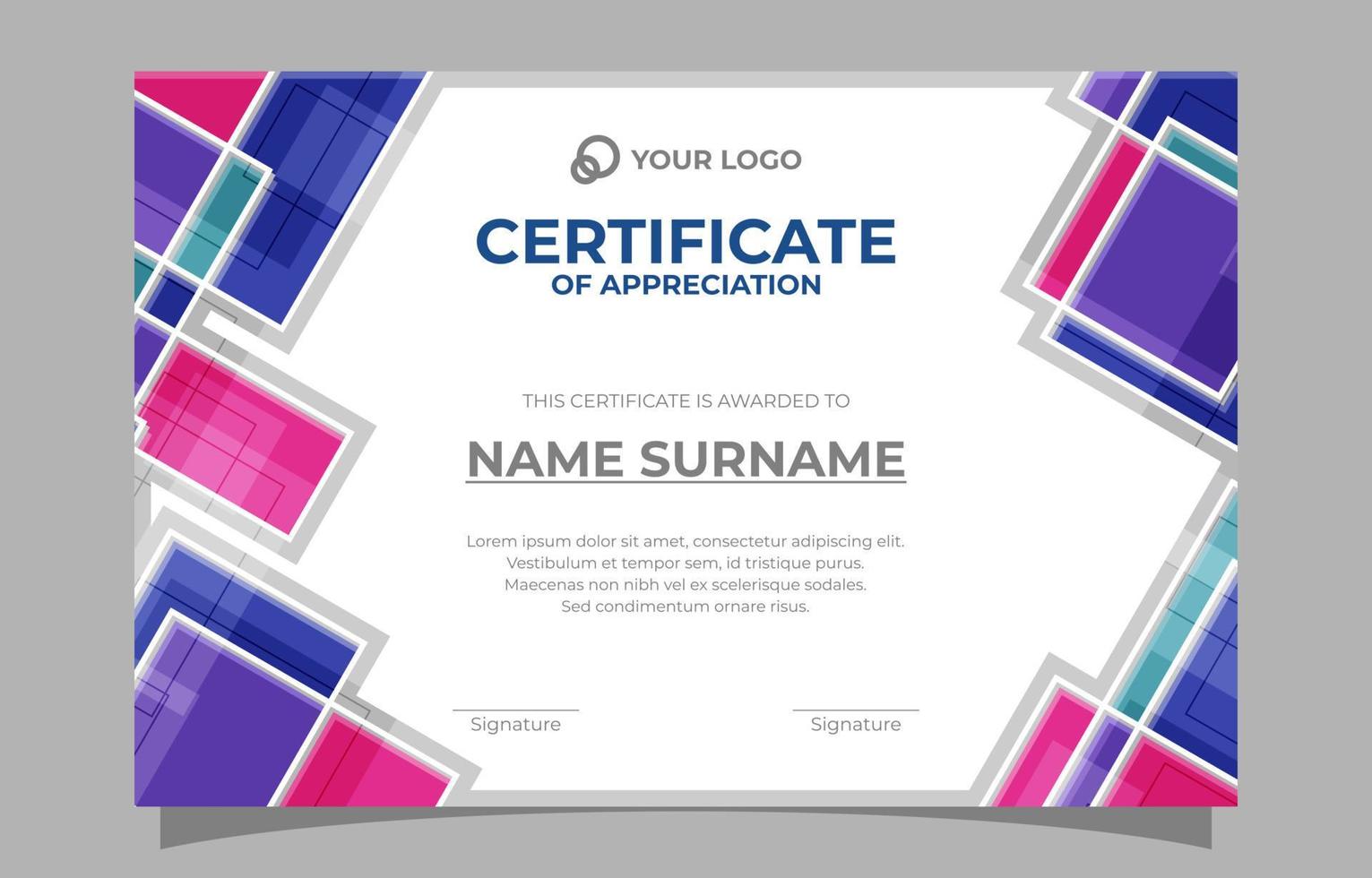 Modern Geometric Certificate of Appreciation Template vector