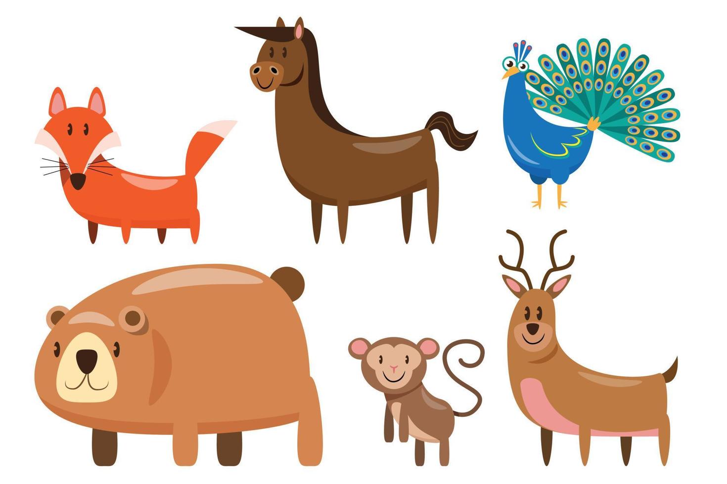 conjunto de animales vida silvestre carácter vector ilustración