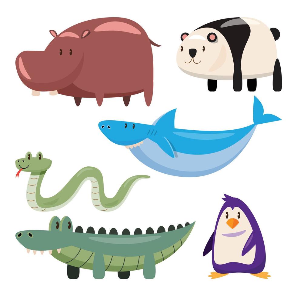 set of animals wildlife character vector illustration