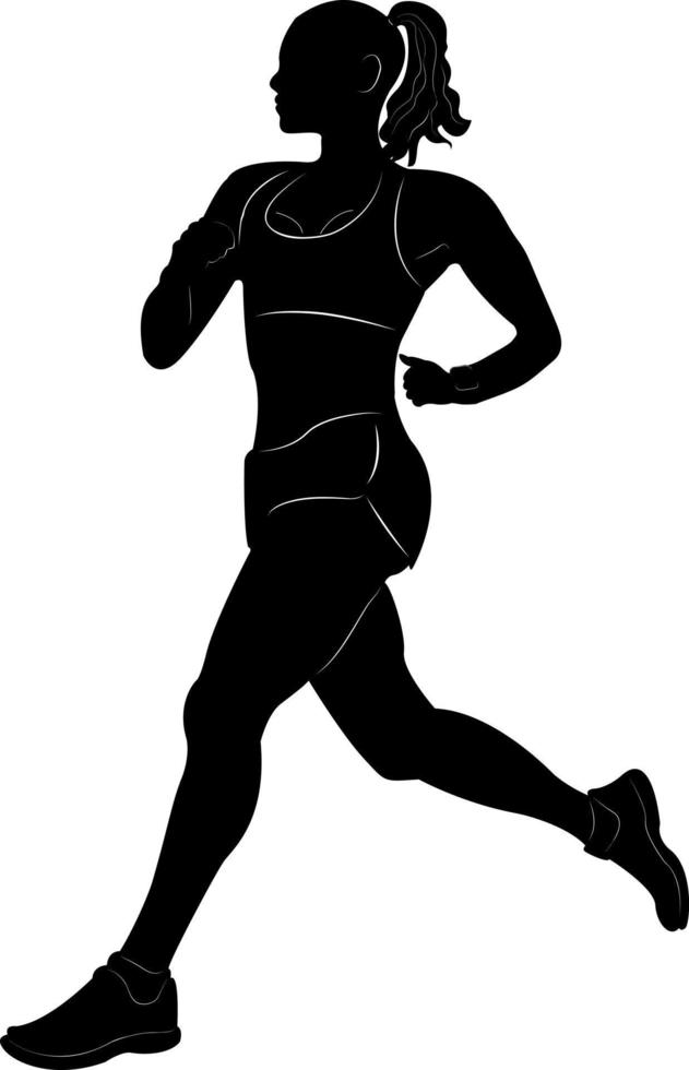 Running sprint girl. Silhouette of a running man. Marathon for speed. Athlete. Athletics. Kind of sport. vector