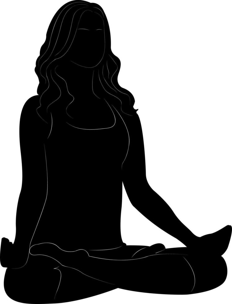 pose de yoga para la relajación y la meditación. siluetas de una mujer. yoga. postura del loto. vector