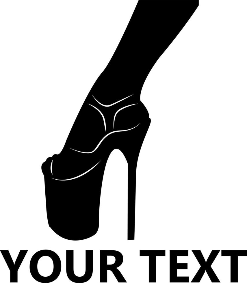 Silhouette. Sandals with high heels for pole dancing. Pole dance. Dance shoes on the foot. vector