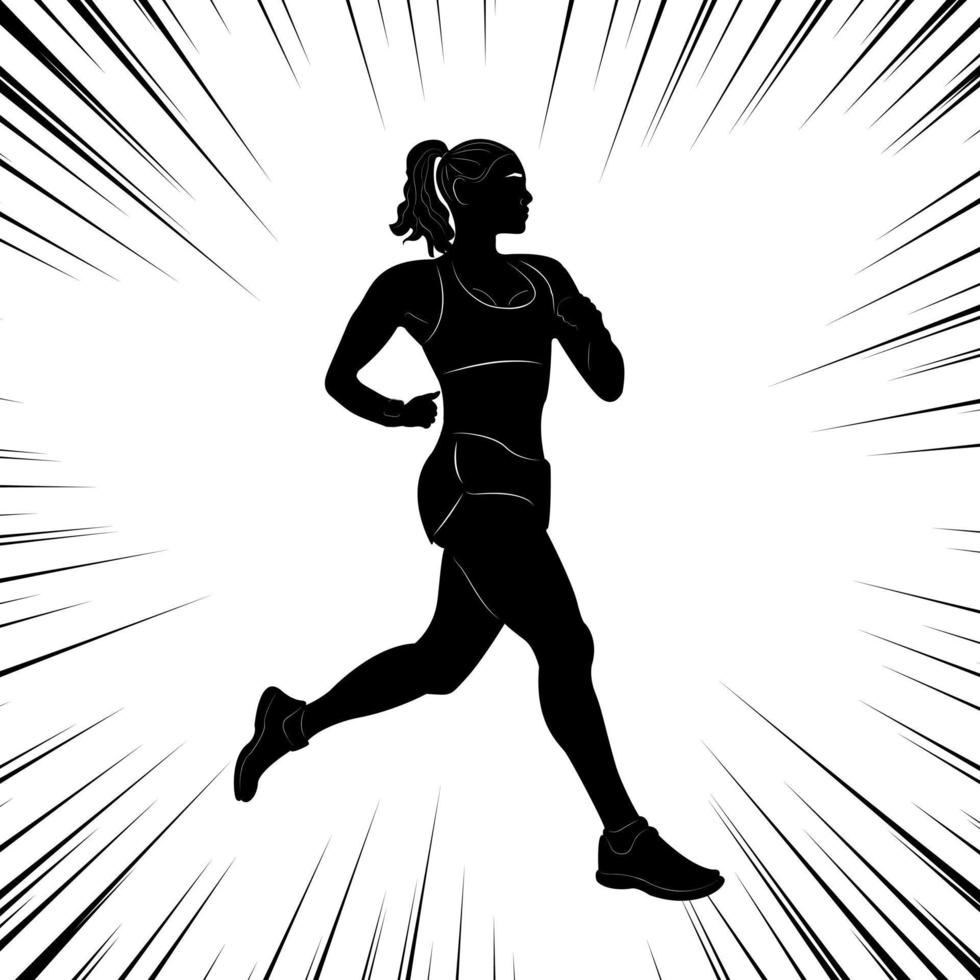 maratón de velocidad. pique. chica corriendo sprint. silueta de un hombre corriendo. atletismo. tipo de deporte. atleta. vector