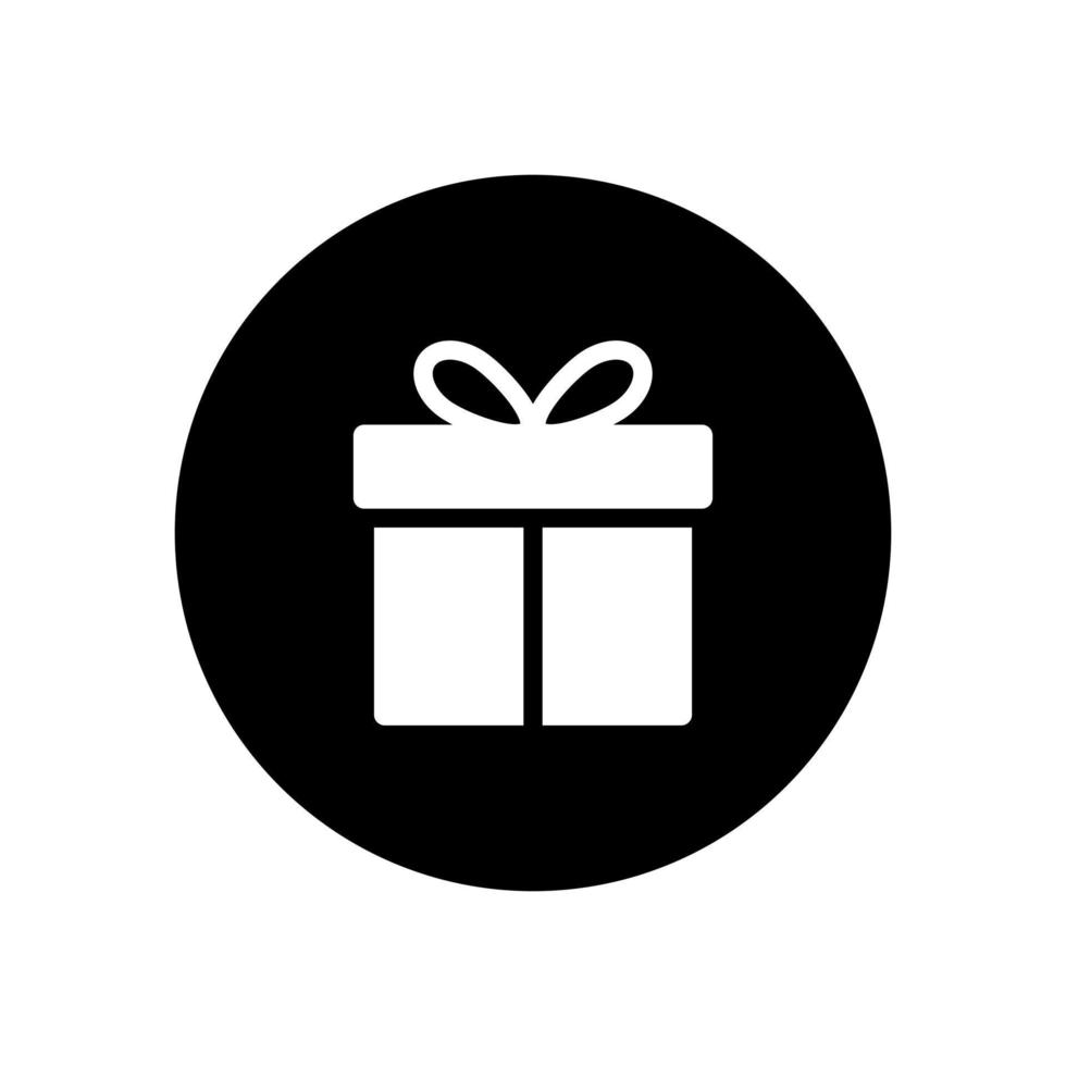 Present gift box icon vector isolated on circle background