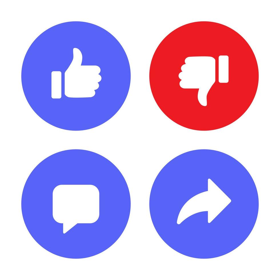 Like, dislike, comment, and share icon vector. Social media elements vector