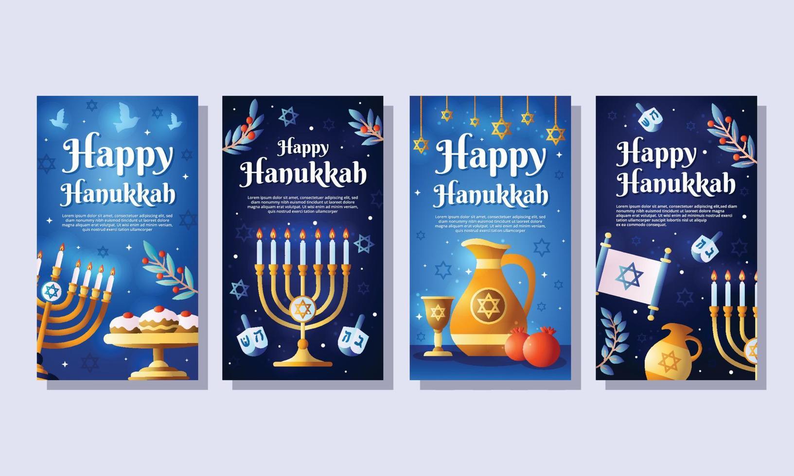 feliz día de hanukkah redes sociales vector