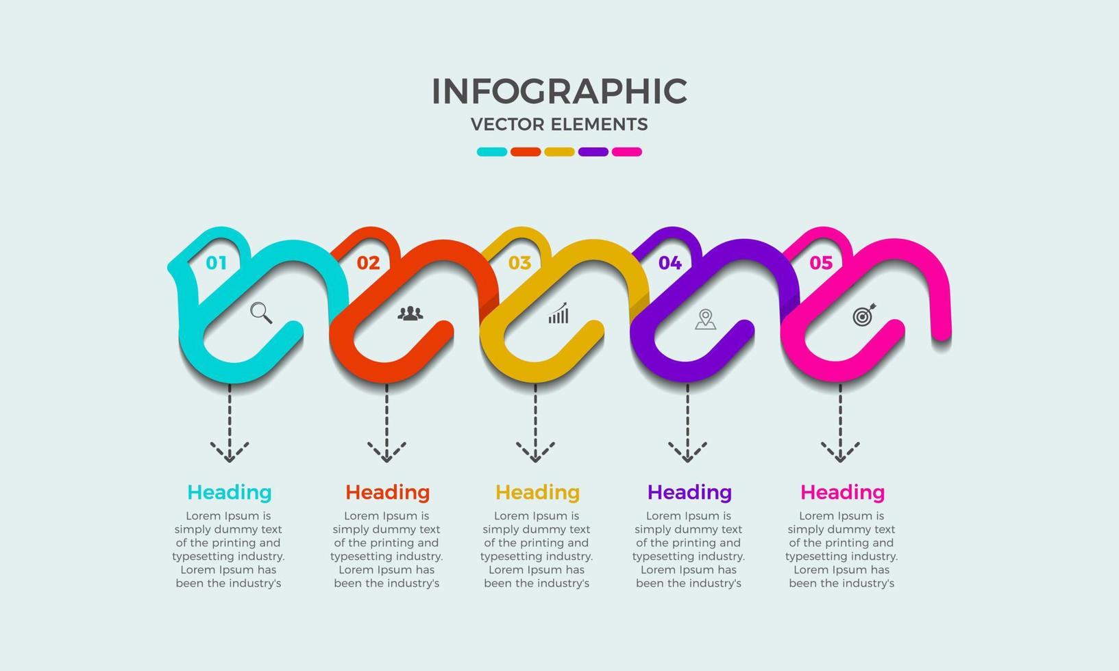 Concept of 5 vector steps of business development infographic design. Simple infographic Presentation design template