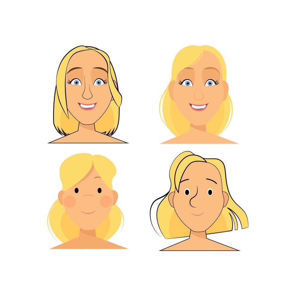 Set of avatars of a blonde woman with a smile vector