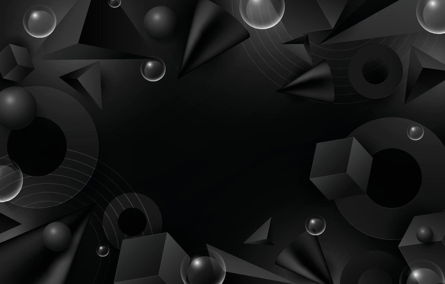 Gradient 3D Black Abstract Background vector