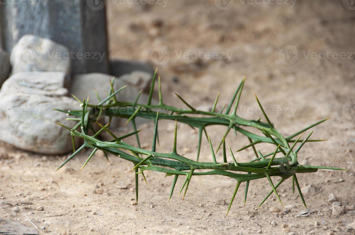 Crown of thorns with customizable space for the and Christian quotes. Christianity concept. photo