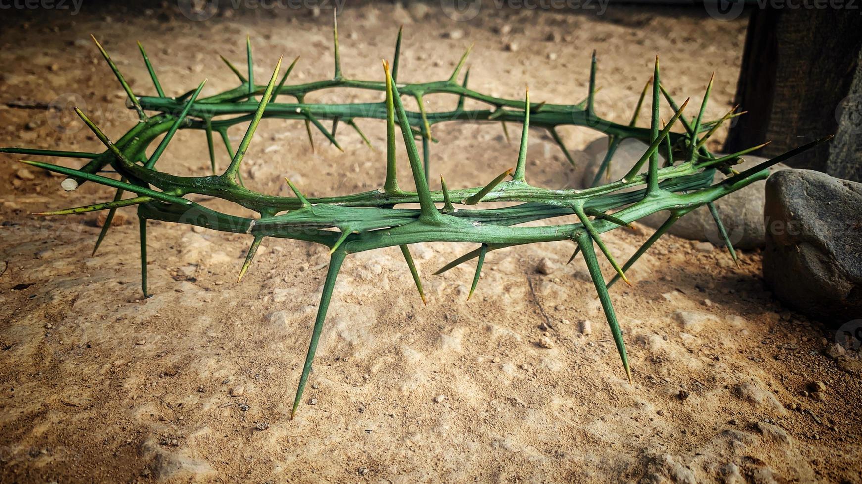 Crown of thorns with customizable space for the and Christian quotes. Christianity concept. photo