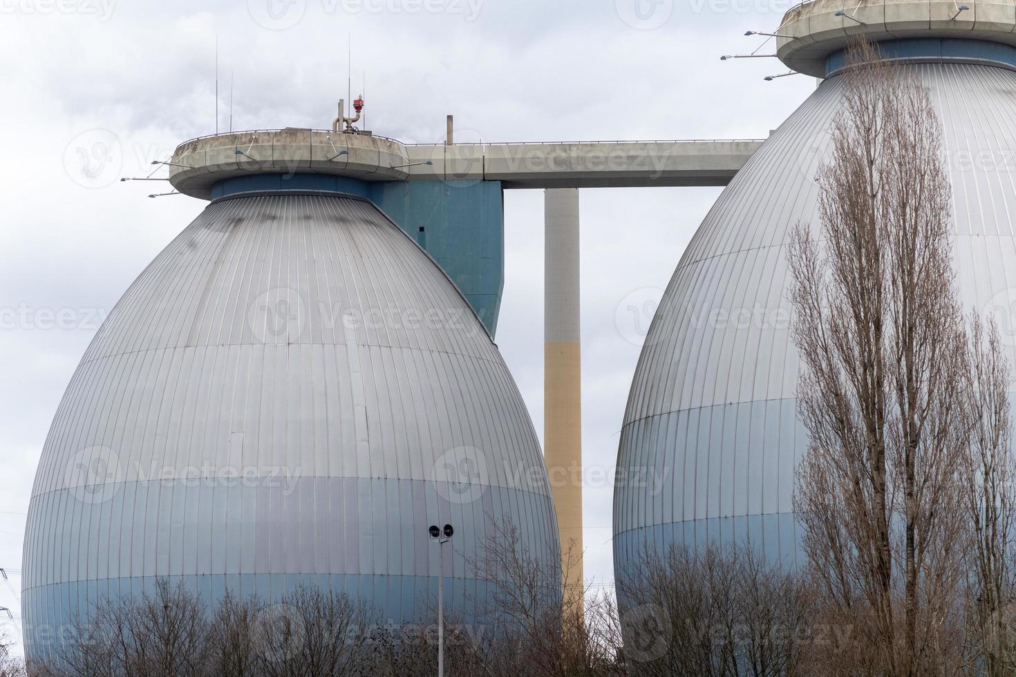 large digestion towers of a sewage treatment plant photo