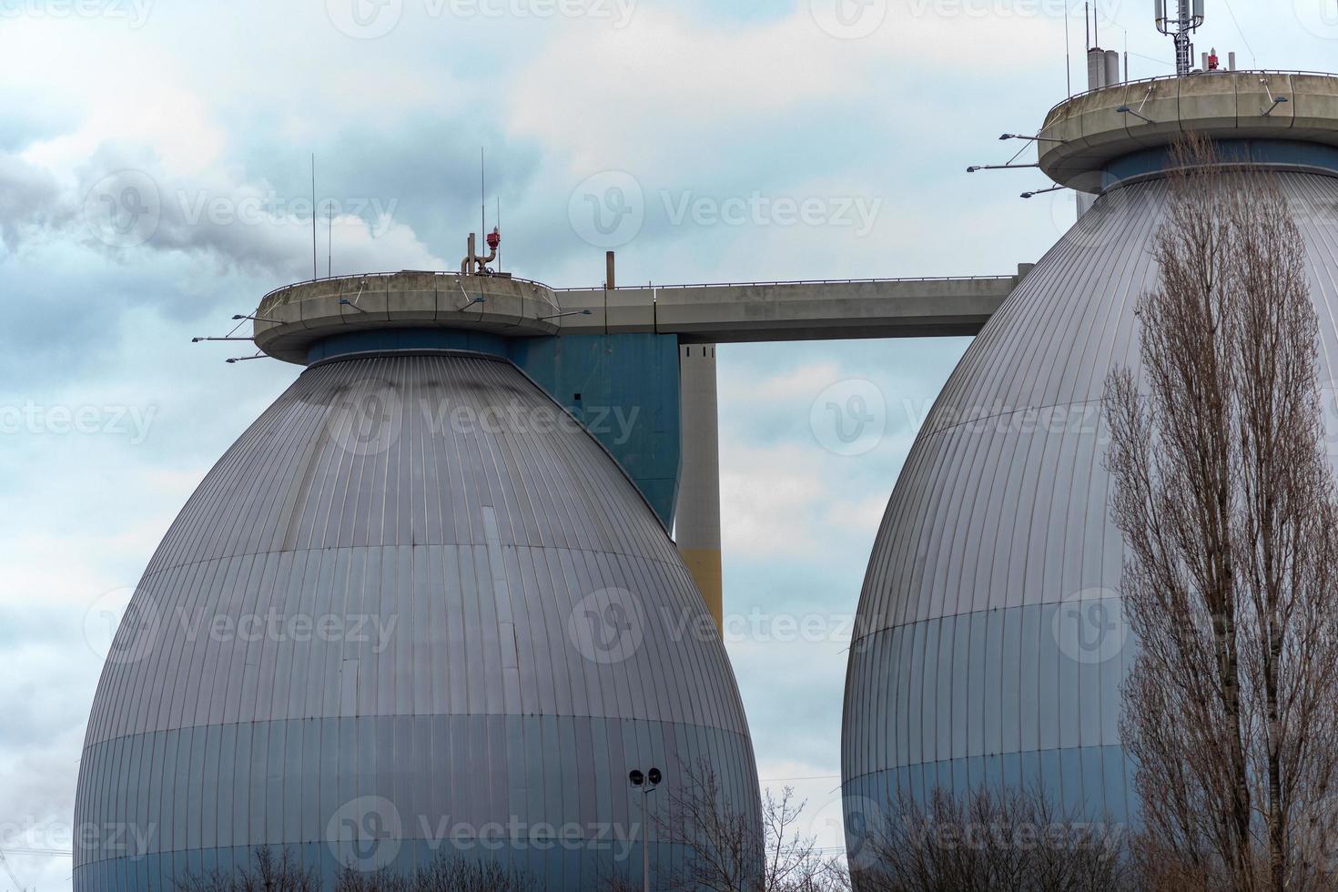 large digestion towers of a sewage treatment plant photo