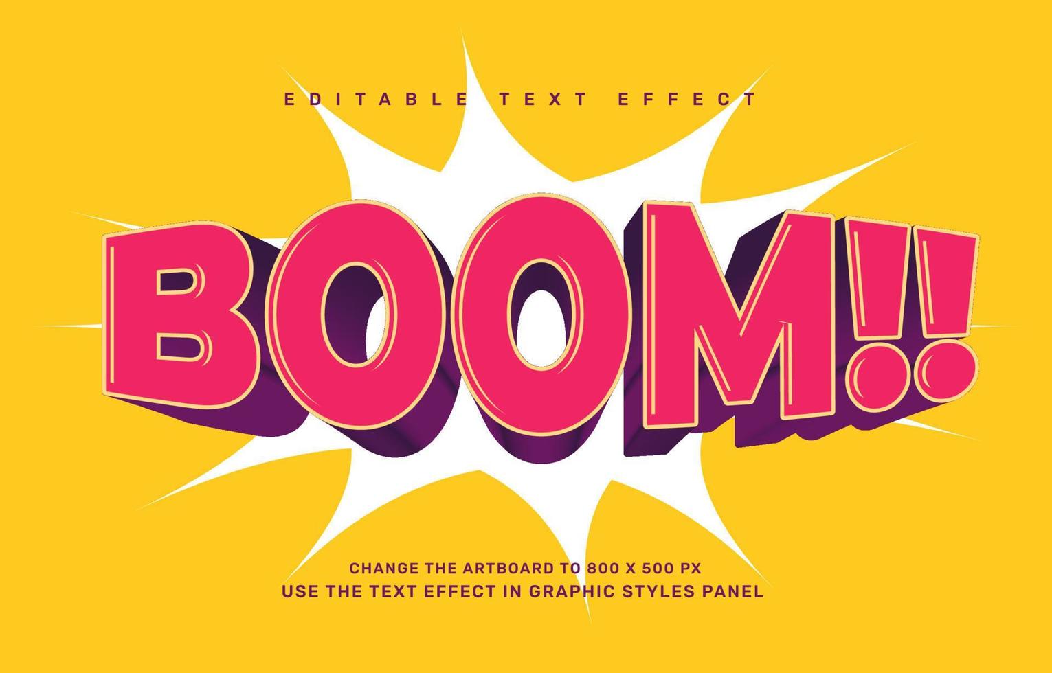 Boom comic editable text effect template vector