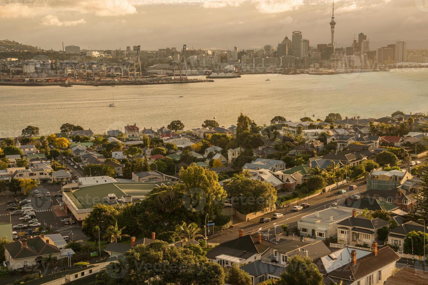 Auckland cityscape view from the top of Mt.Victoria, Devonport of Auckland, New Zealand. photo