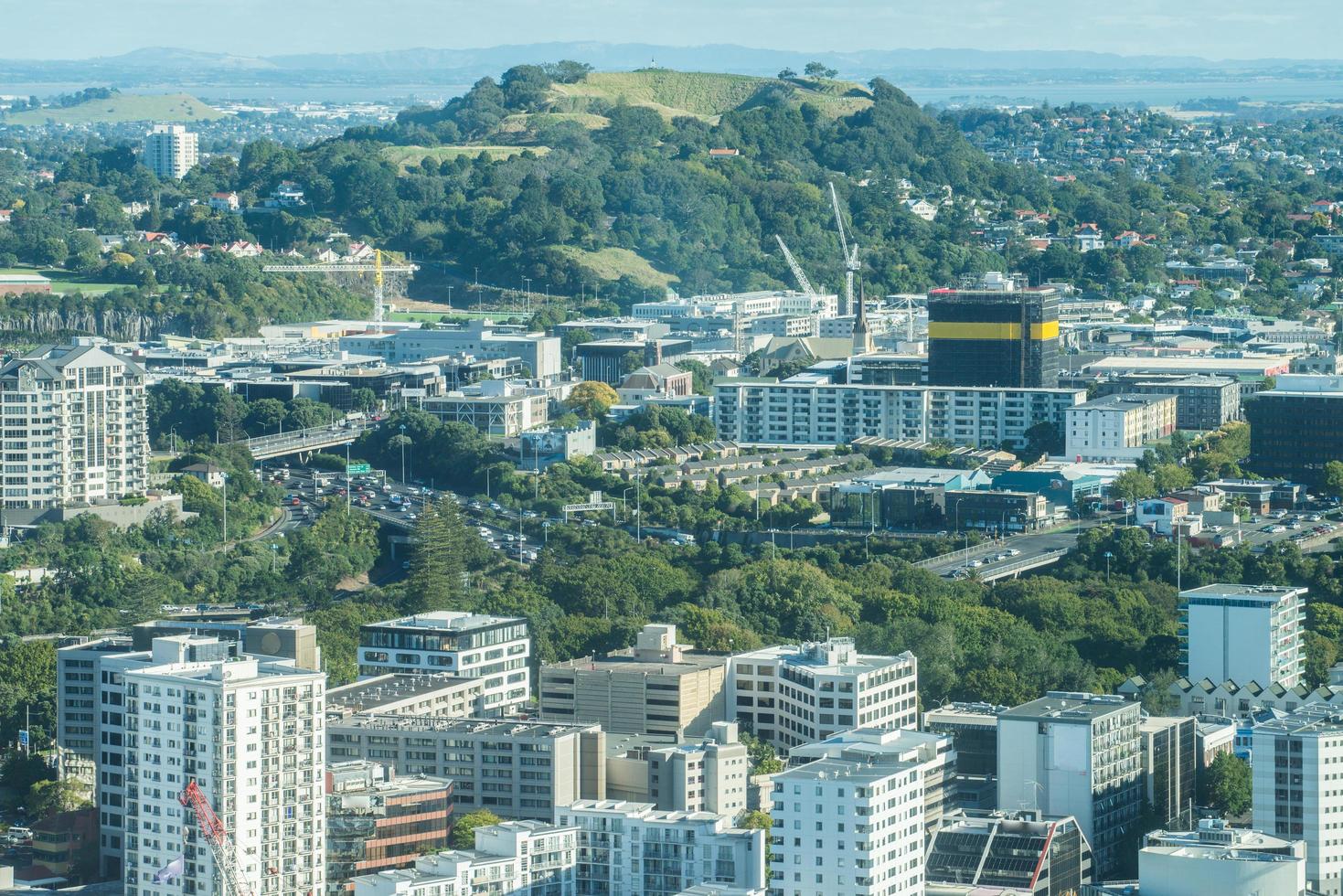 Mt.Eden the iconic tourist attraction place in Auckland view from Auckland sky tower, New Zealand. photo