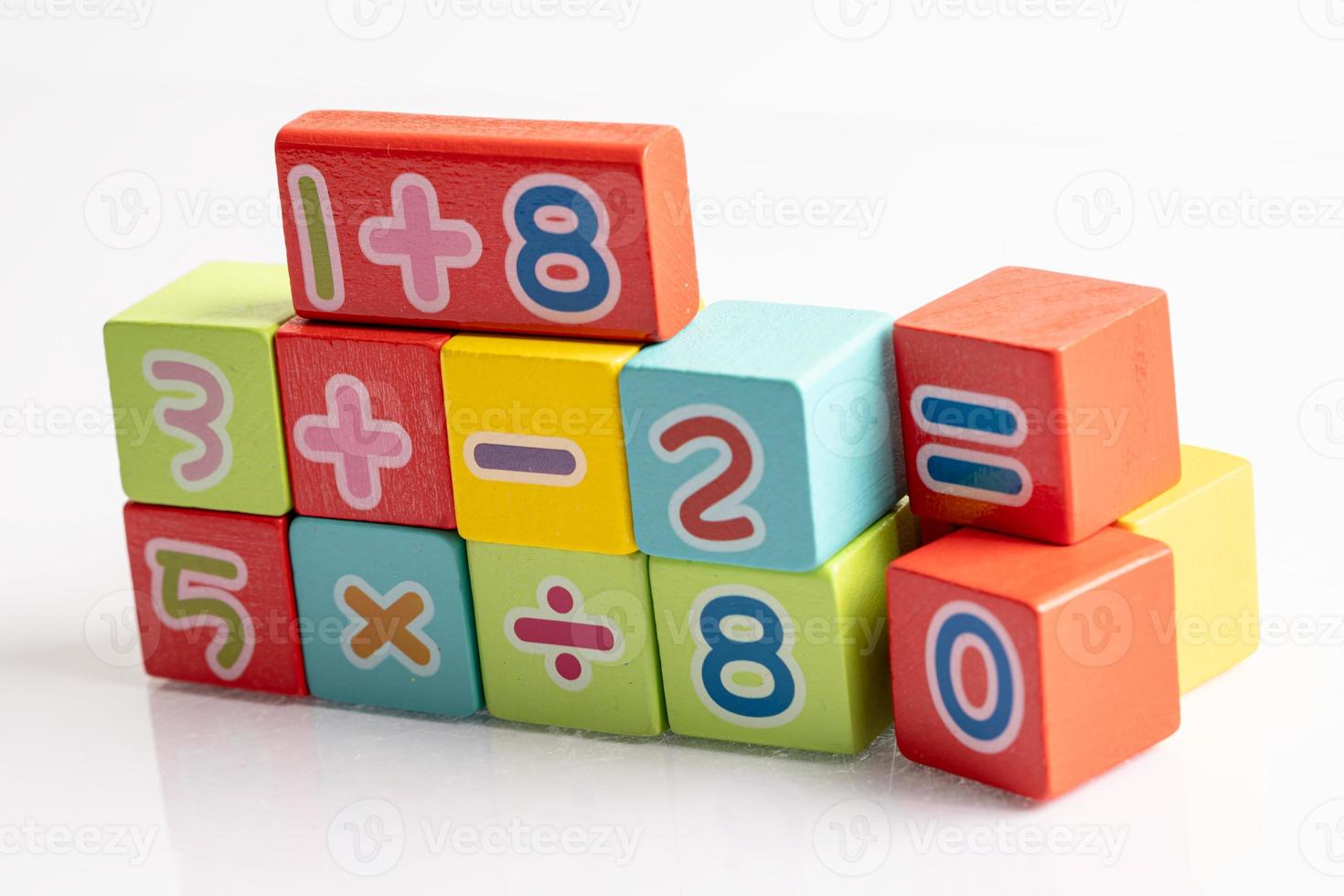 Math number colorful on white background, education study mathematics learning teach concept. photo