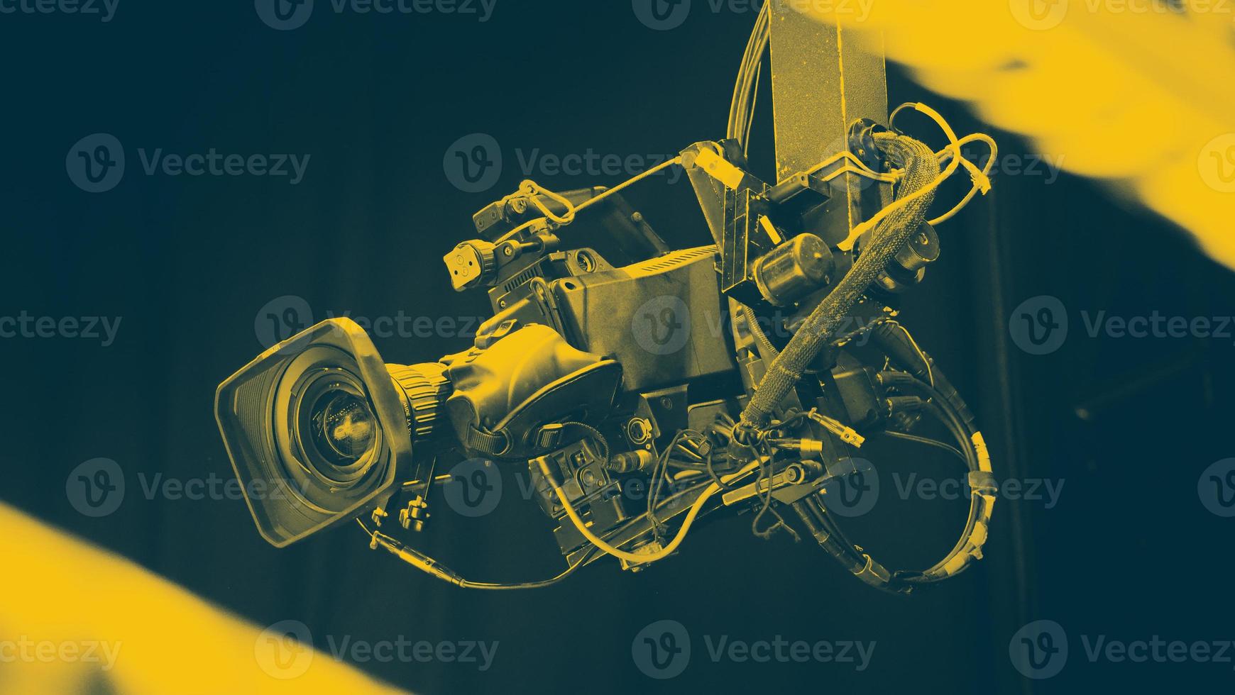 TV Camera broadcast on the crane tripod for shooting or recording and broadcasting photo
