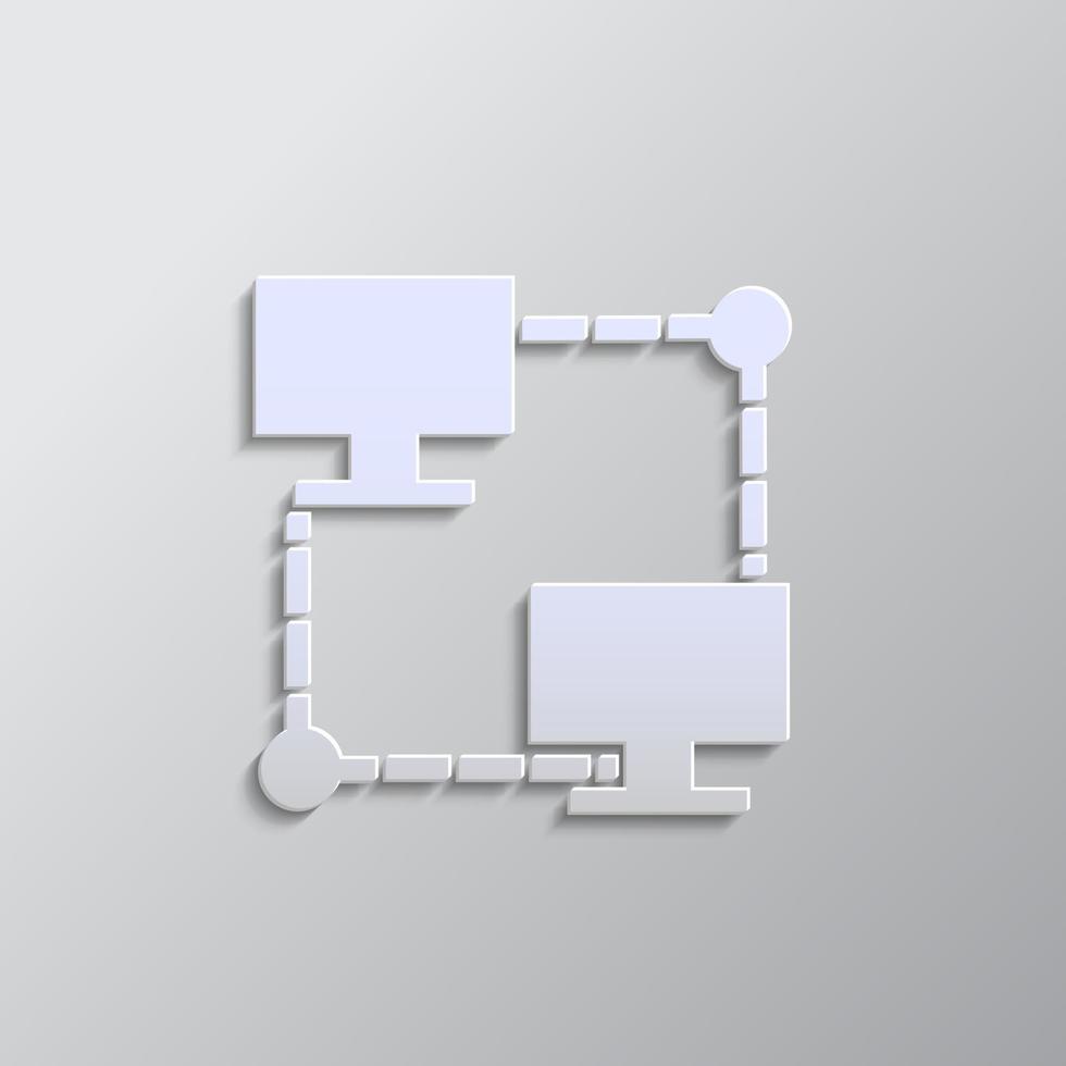 Database, server, land paper style, icon. Grey color vector background- Paper style vector icon