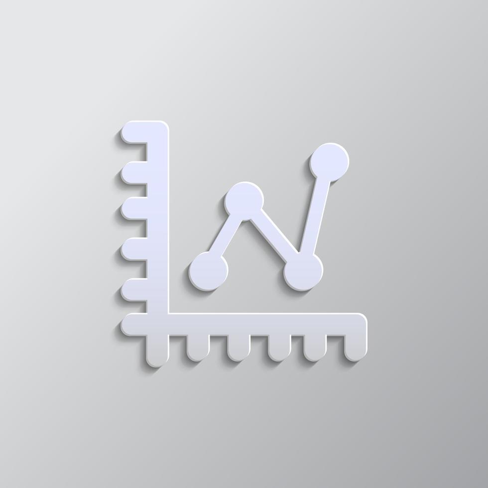 Database, server ,line chart paper style, icon. Grey color vector background- Paper style vector icon